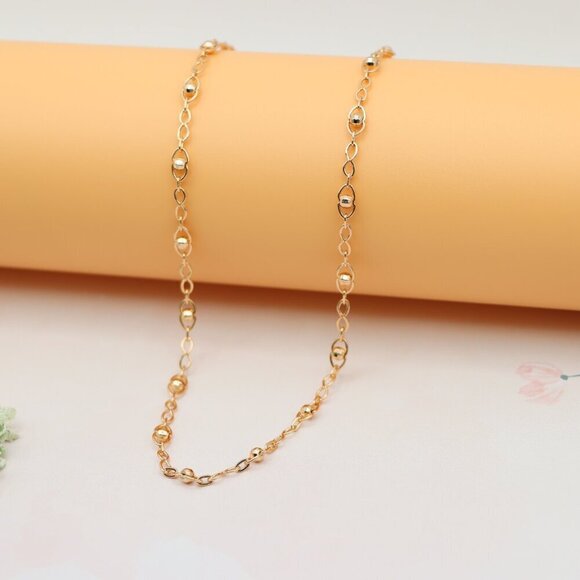 "Stylish Rose Gold Plated Chain Necklace with Beaded Accents, XPNL0150 - Picture 6 of 12